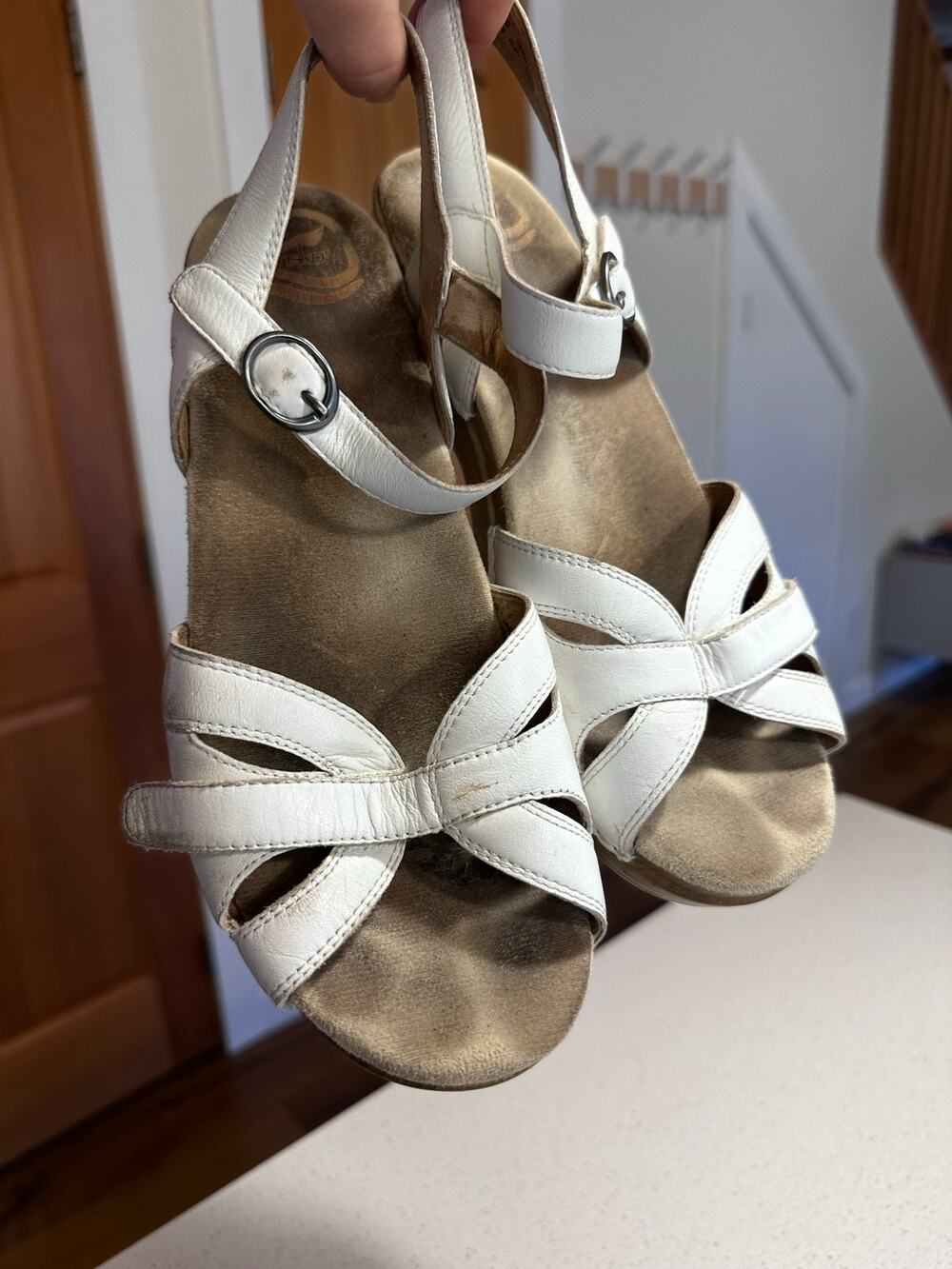 Dansko Season White Platform Leather Sandal Women's 40/ US 9.5